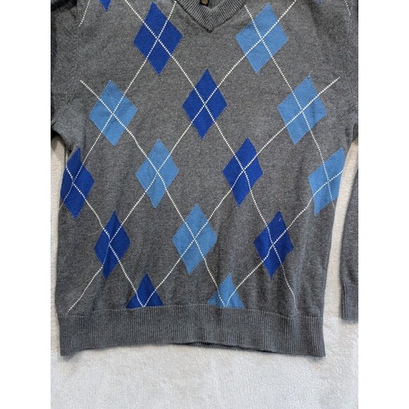 Club Room Sweater Mens L Colorful Argyle V Neck Preppy Grandpa Large - Picture 8 of 14